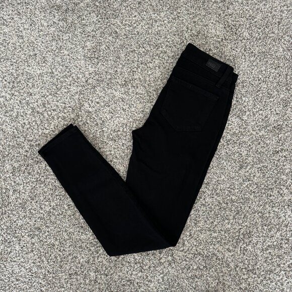 NEW Cond PAIGE Zip Pockets Transcend Edgemont Mid-Rise Ultra Skinny Jeans Black - Picture 10 of 10